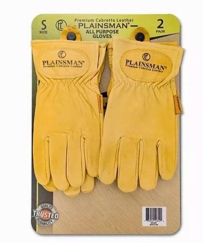 Plainsman Premium Cabretta Yellow Leather Gloves, Size Small, 2 Pair
